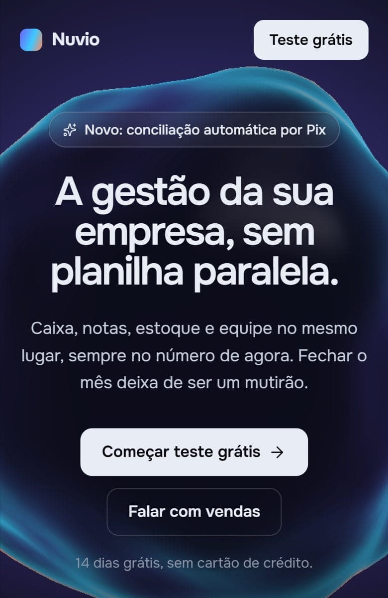 Topo do modelo Tecnologia & SaaS na tela de um celular